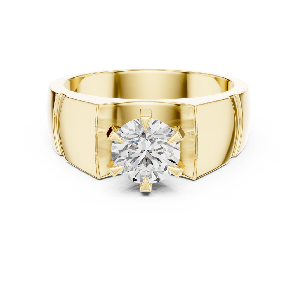 1.50 CT Round Diamond Men's Textured Solitaire Ring