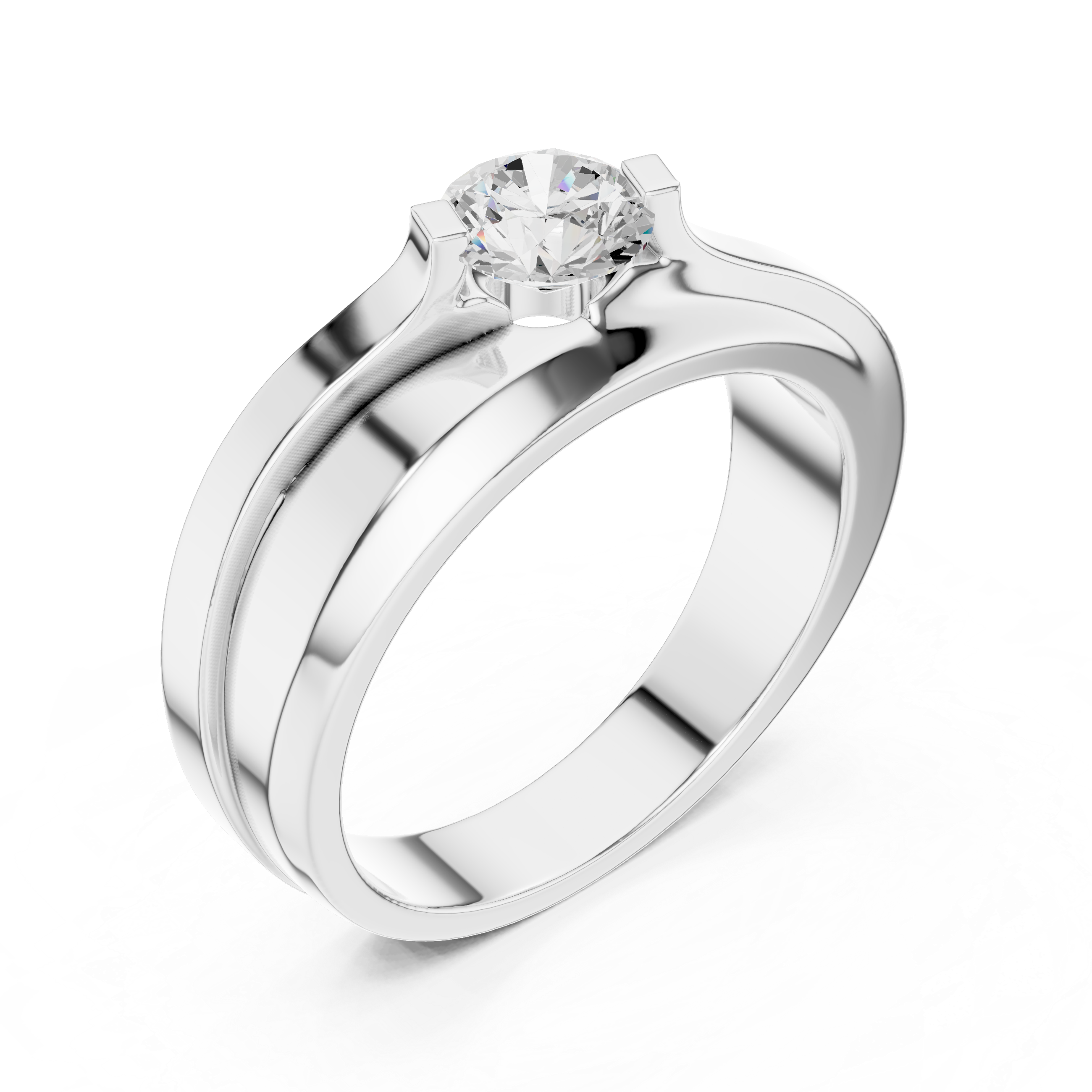 0.75 CT Round Diamond Two-Tone Twist Men's Ring