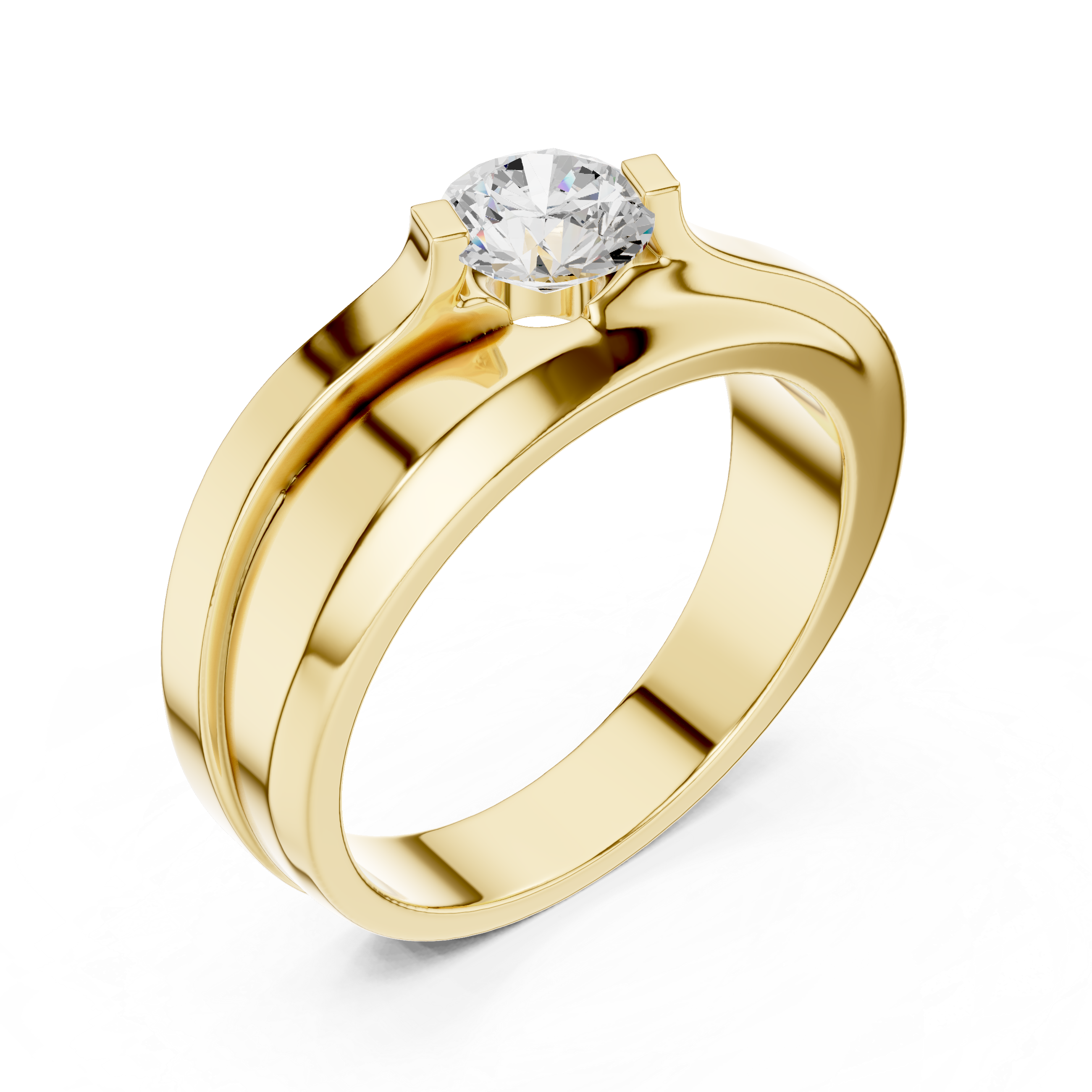 0.75 CT Round Diamond Two-Tone Twist Men's Ring