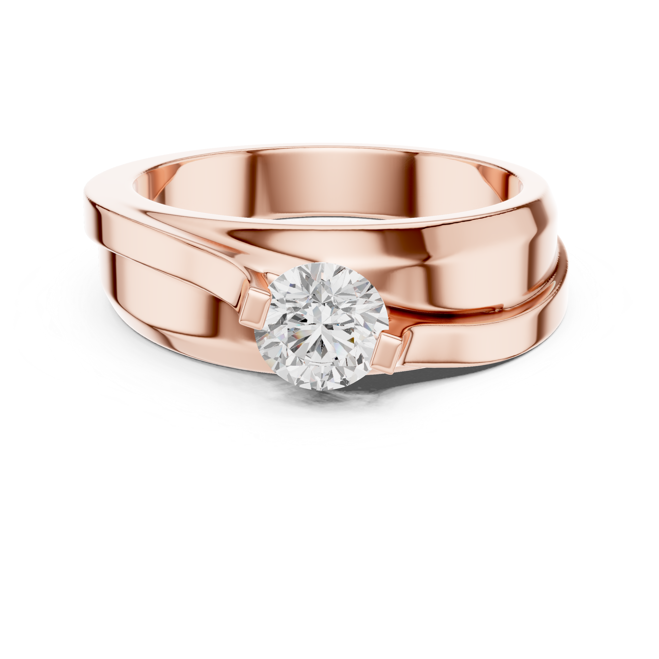 0.75 CT Round Diamond Two-Tone Twist Men's Ring