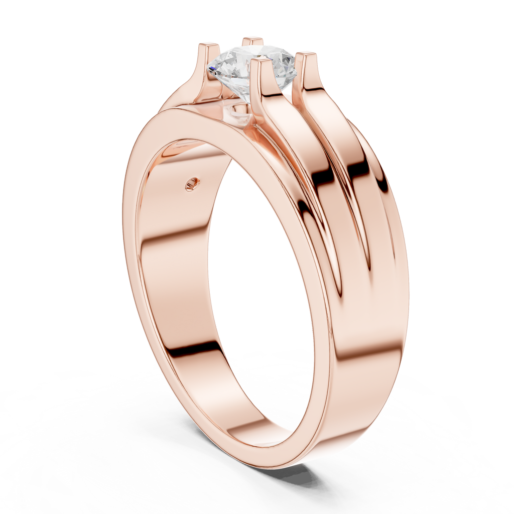 0.75 CT Round Diamond Two-Tone Channel Men's Ring