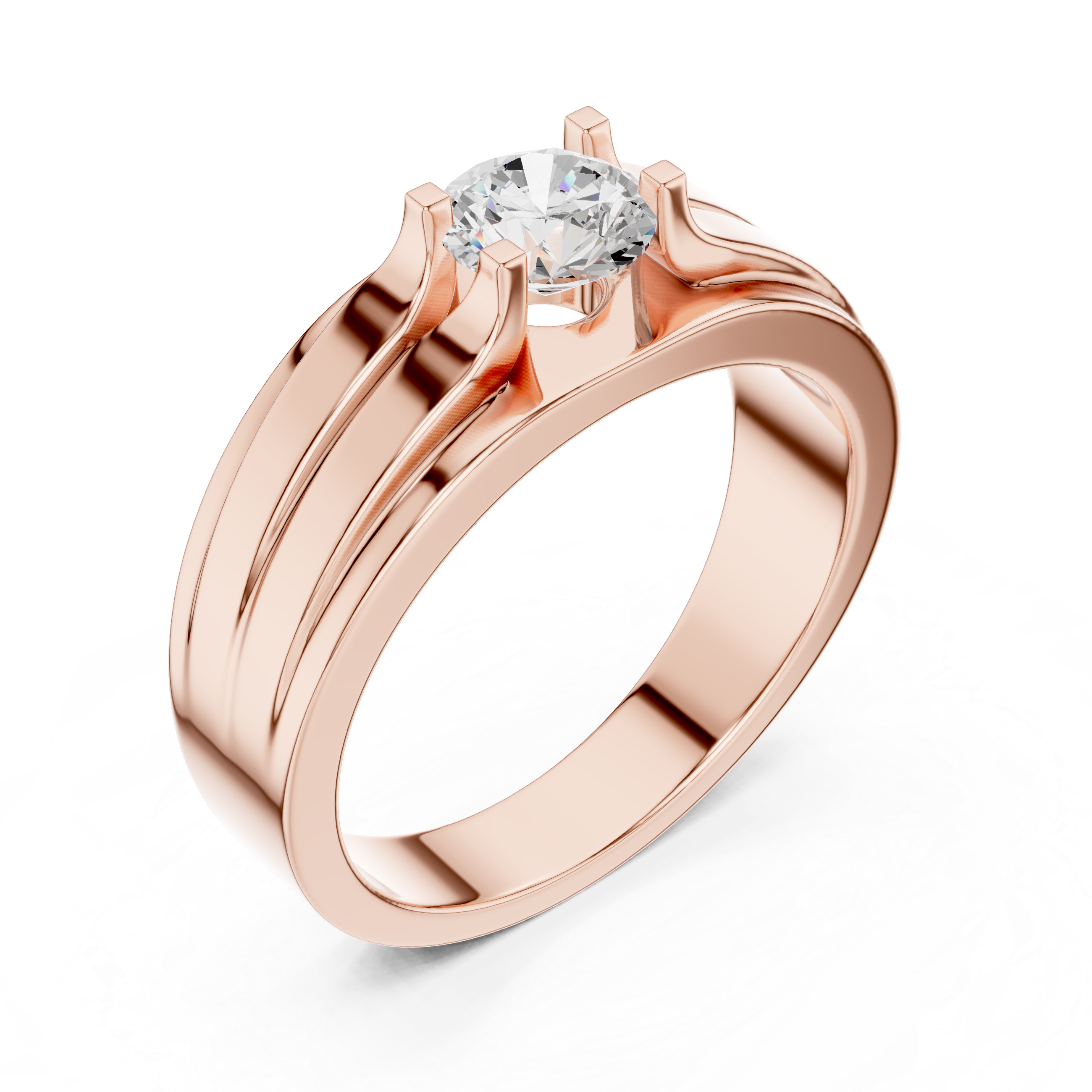 0.75 CT Round Diamond Two-Tone Channel Men's Ring