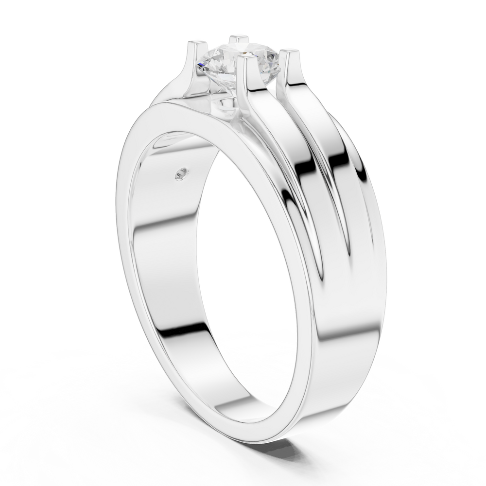 0.75 CT Round Diamond Two-Tone Channel Men's Ring