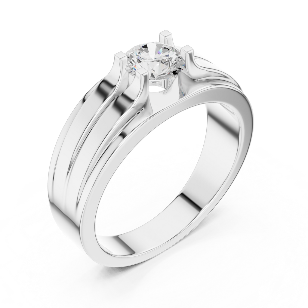 0.75 CT Round Diamond Two-Tone Channel Men's Ring