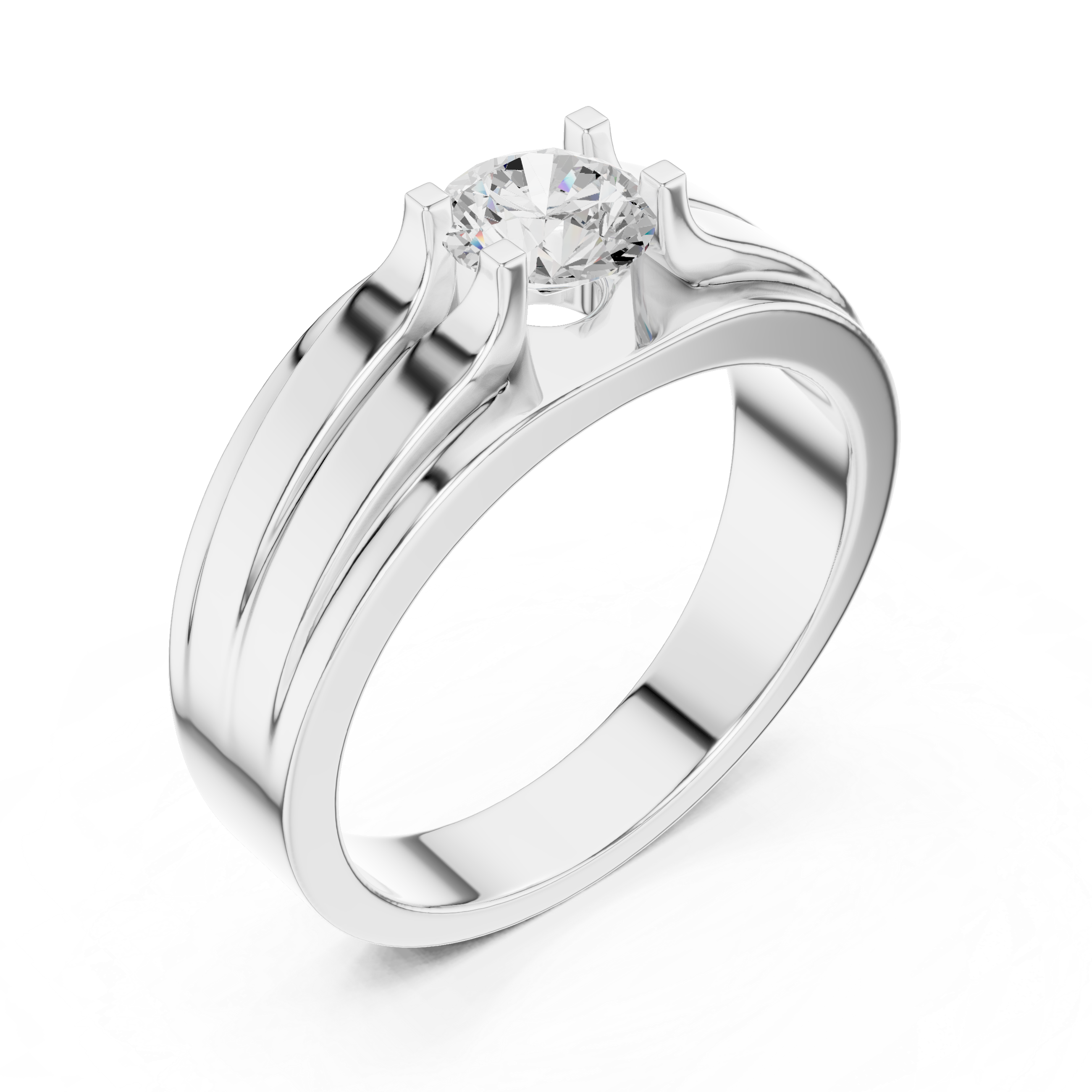 0.75 CT Round Diamond Two-Tone Channel Men's Ring
