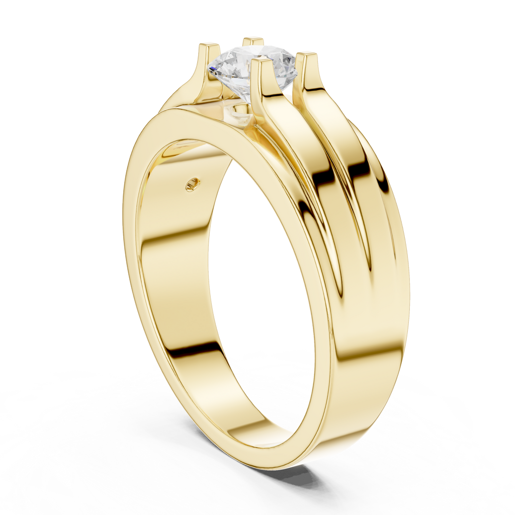 0.75 CT Round Diamond Two-Tone Channel Men's Ring