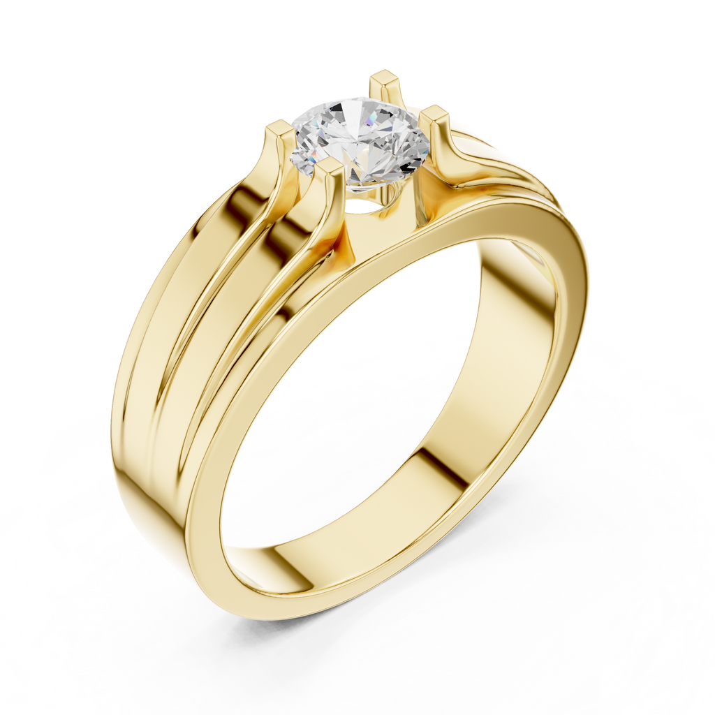 0.75 CT Round Diamond Two-Tone Channel Men's Ring