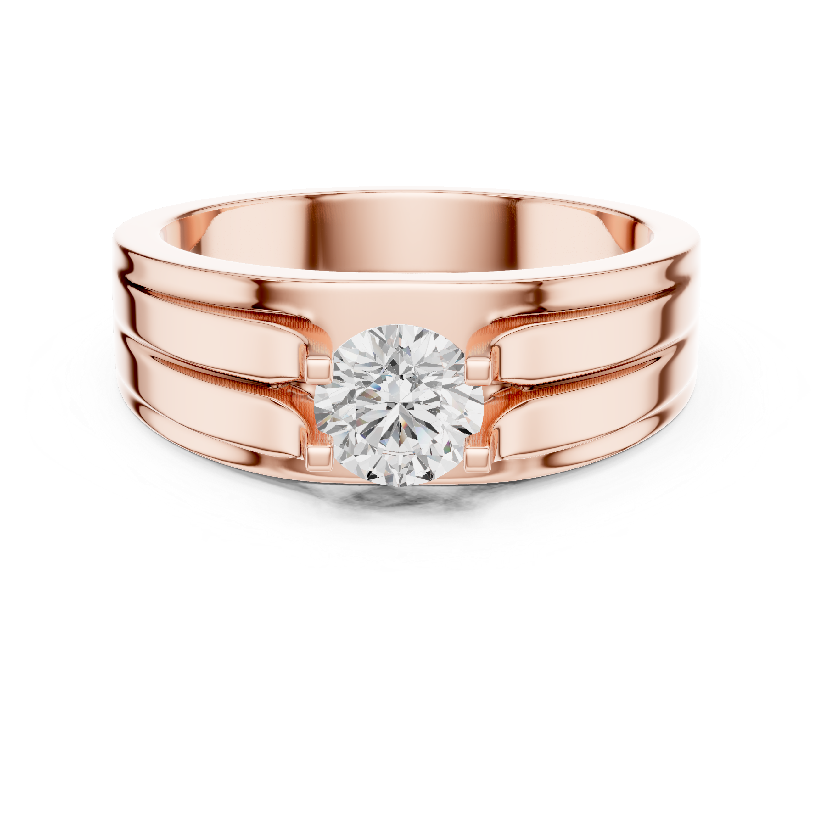 0.75 CT Round Diamond Two-Tone Channel Men's Ring
