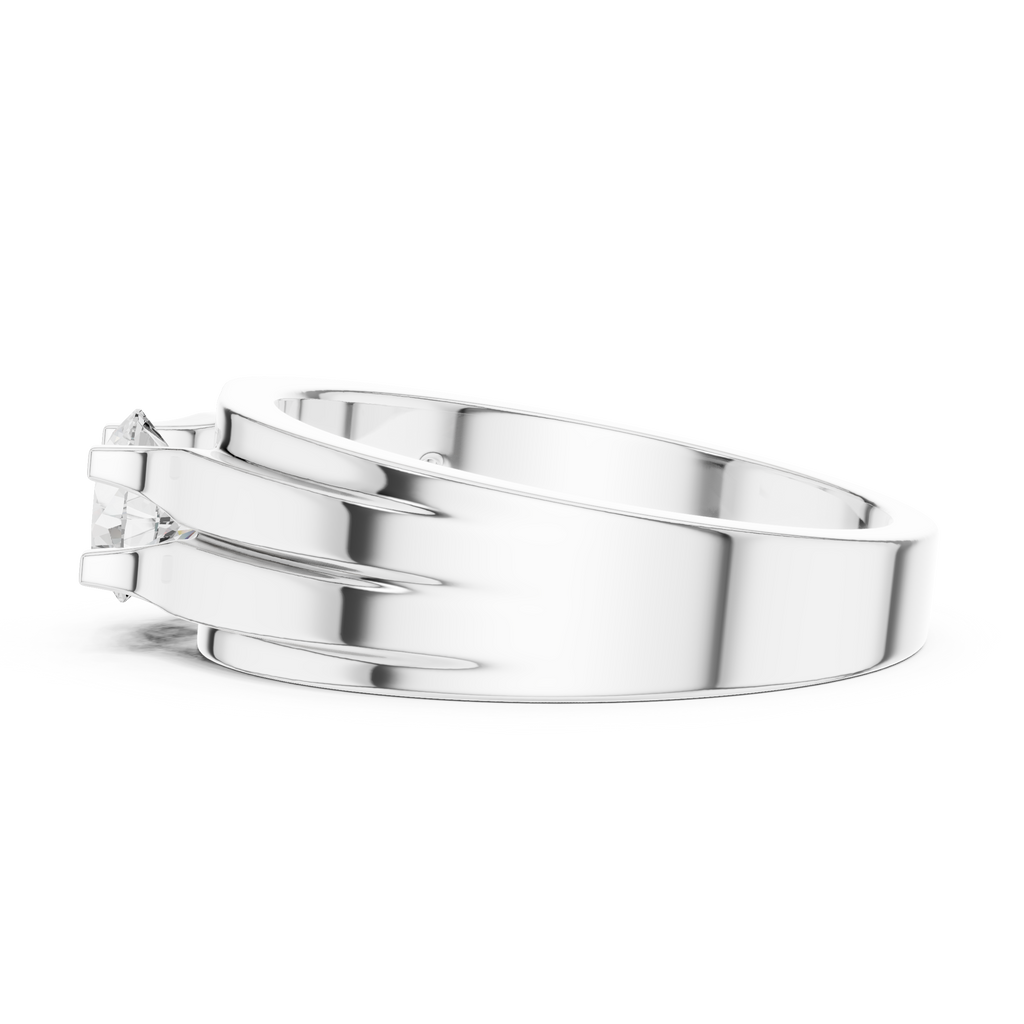 0.75 CT Round Diamond Two-Tone Channel Men's Ring