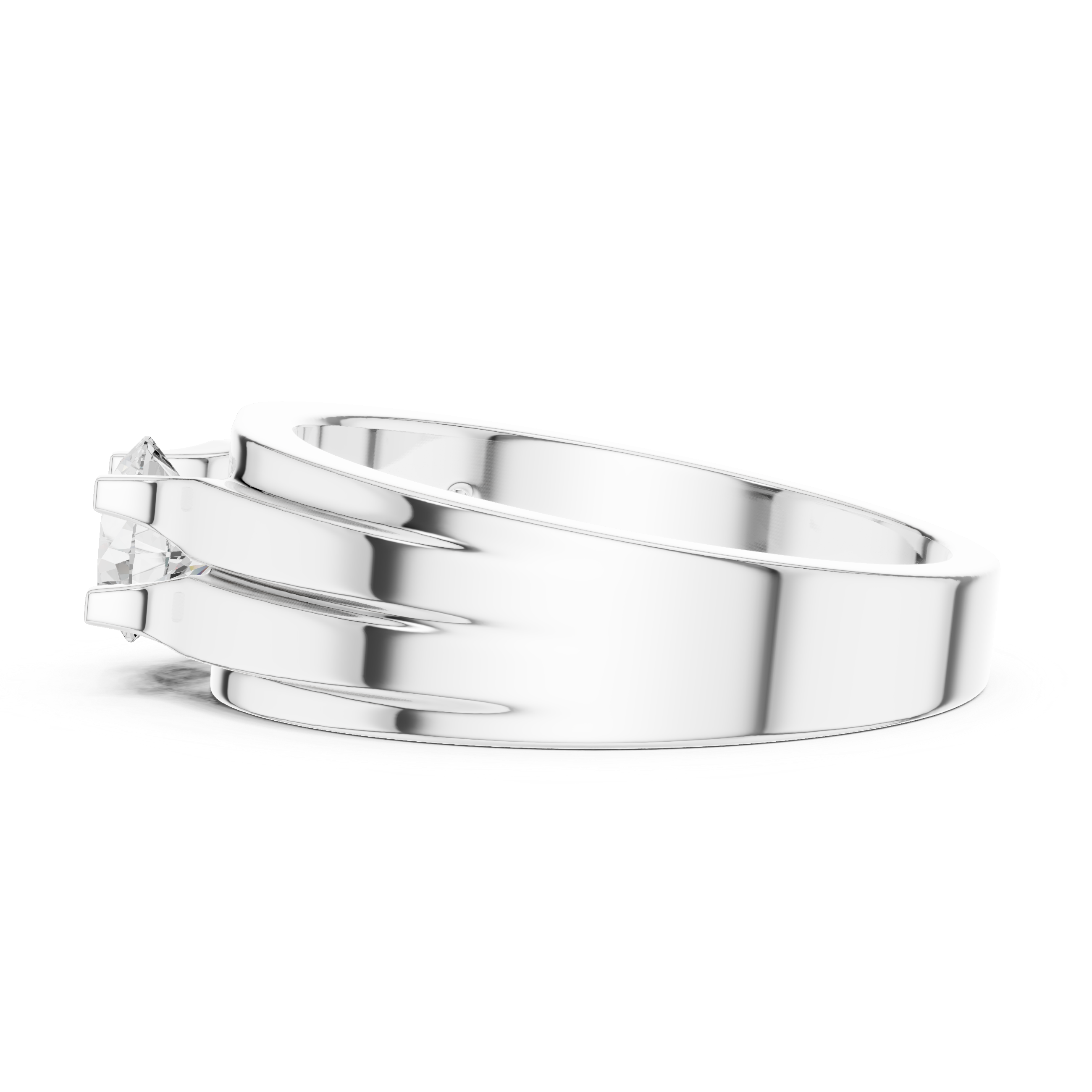 0.75 CT Round Diamond Two-Tone Channel Men's Ring