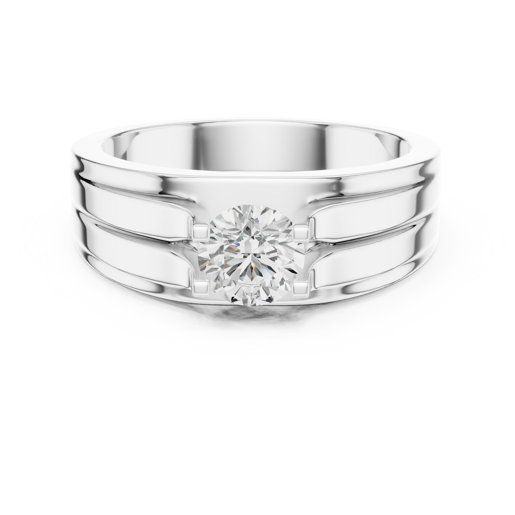 0.75 CT Round Diamond Two-Tone Channel Men's Ring