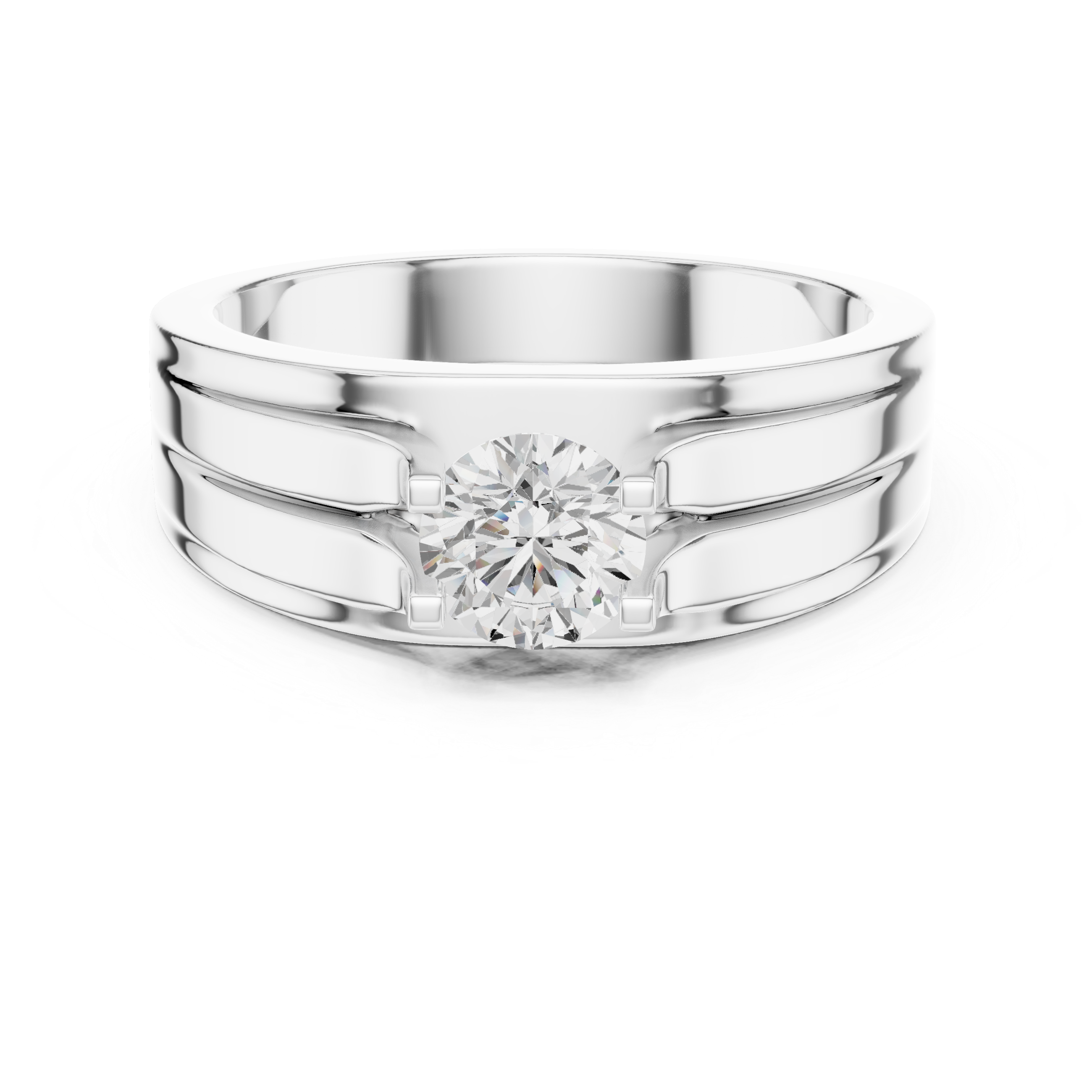 0.75 CT Round Diamond Two-Tone Channel Men's Ring