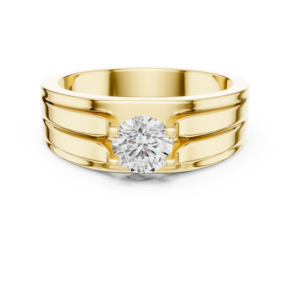 0.75 CT Round Diamond Two-Tone Channel Men's Ring