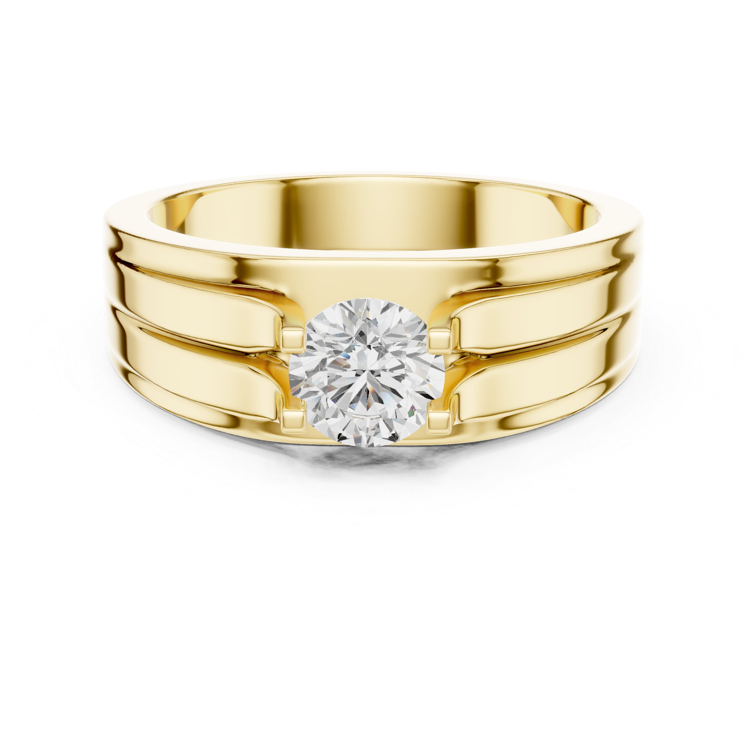 0.75 CT Round Diamond Two-Tone Channel Men's Ring