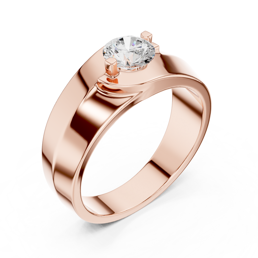 0.75 CT Round Diamond Two-Tone Split Shank Men's Ring