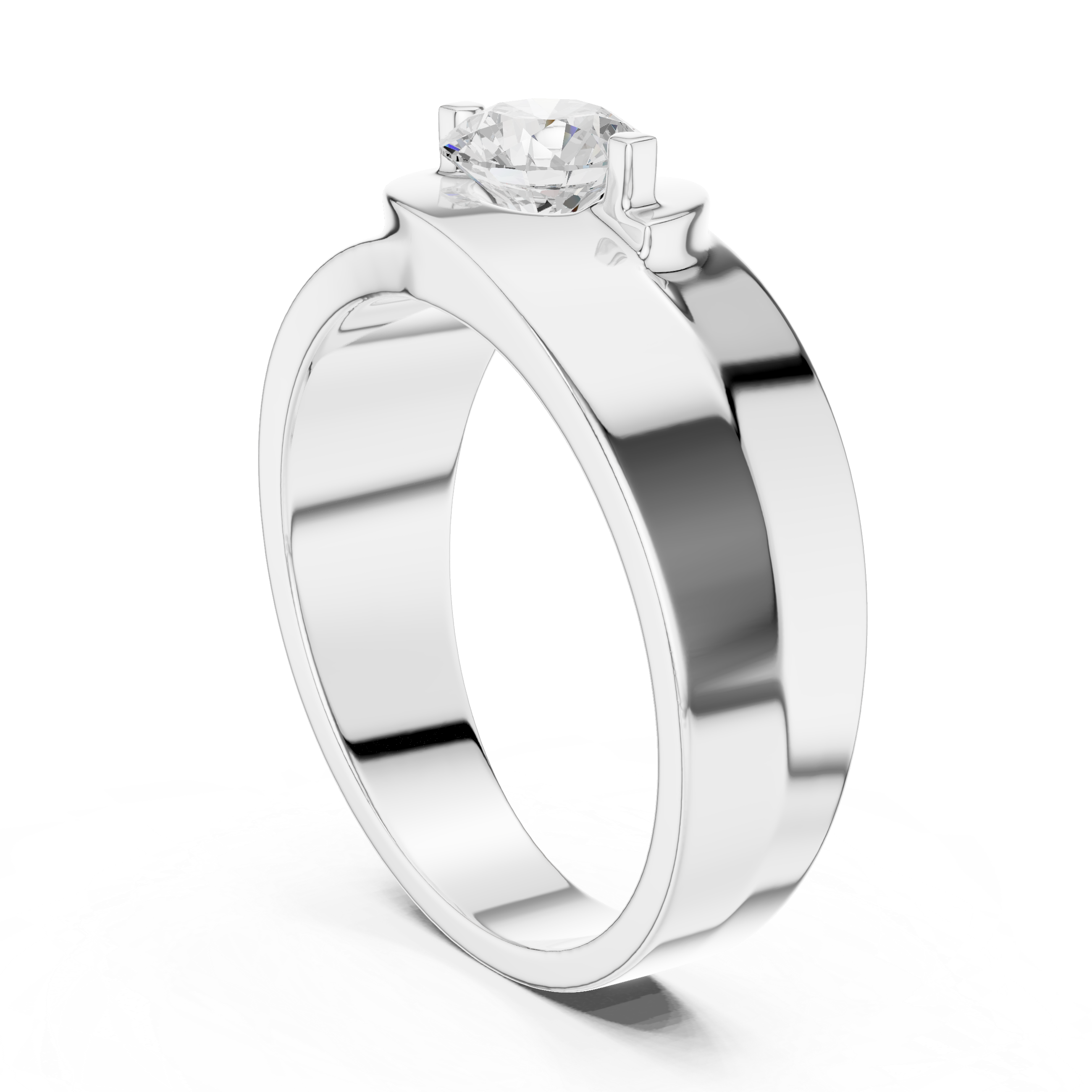 0.75 CT Round Diamond Two-Tone Split Shank Men's Ring