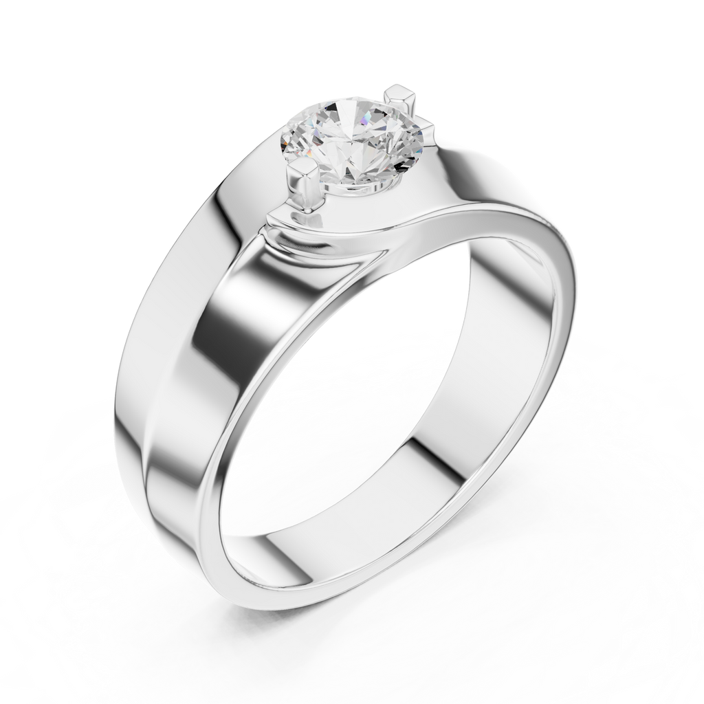 0.75 CT Round Diamond Two-Tone Split Shank Men's Ring