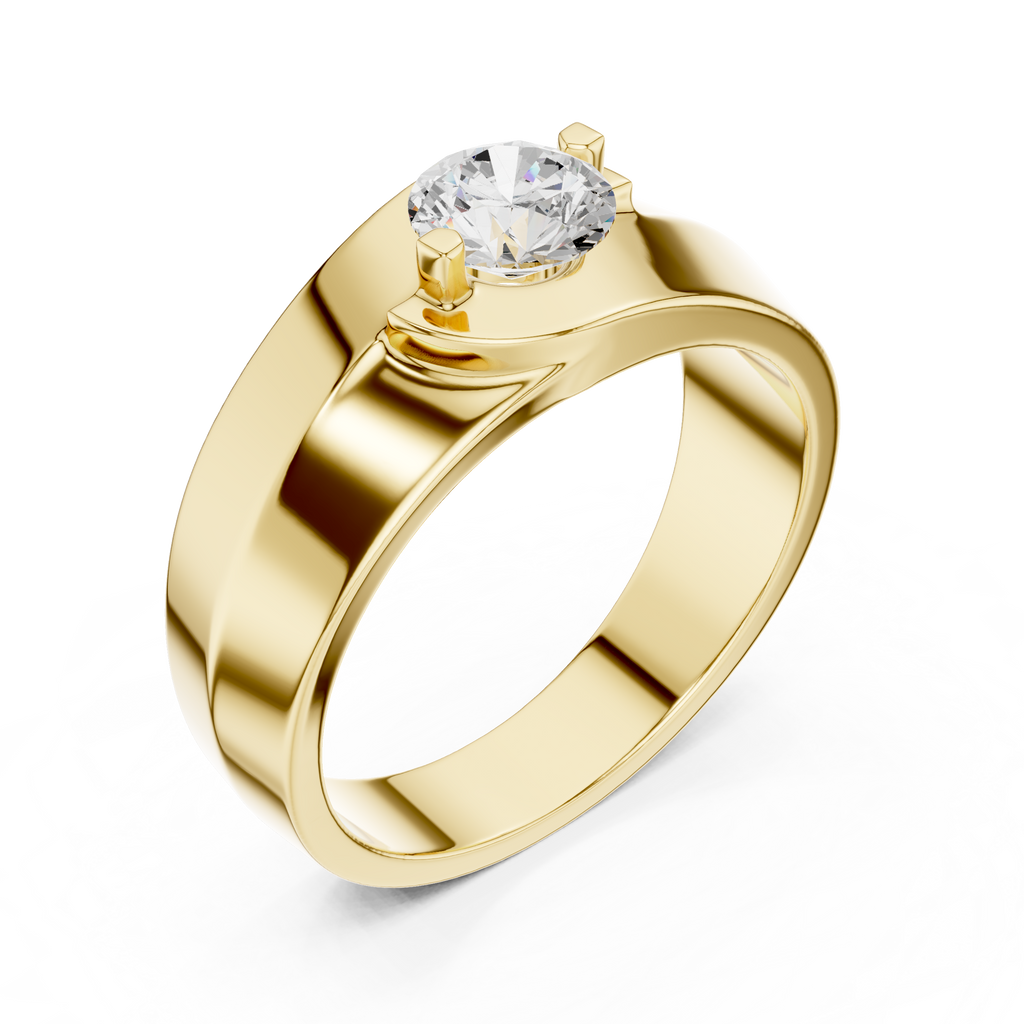 0.75 CT Round Diamond Two-Tone Split Shank Men's Ring