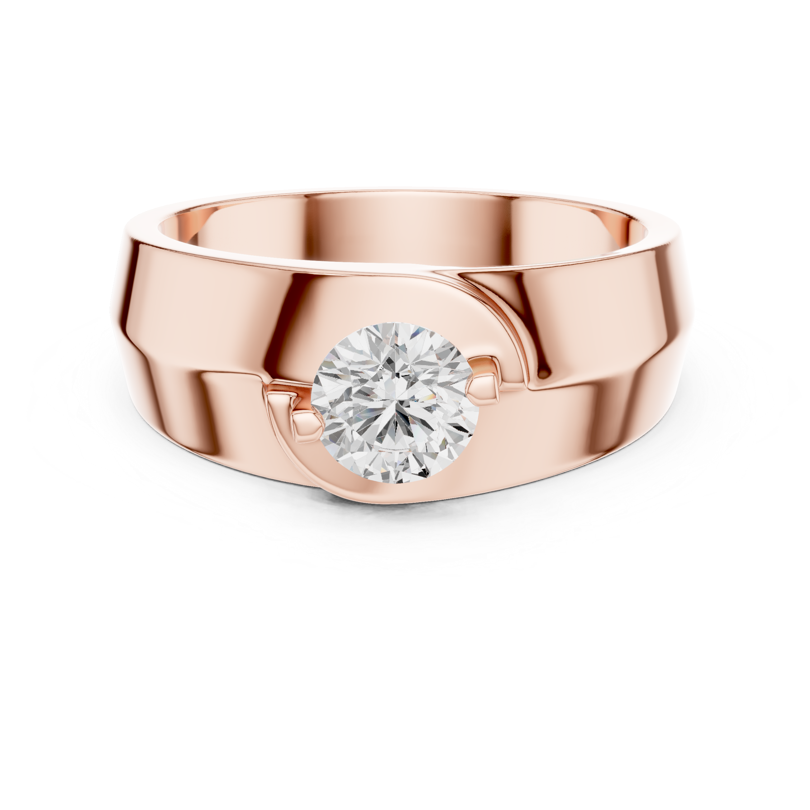 0.75 CT Round Diamond Two-Tone Split Shank Men's Ring