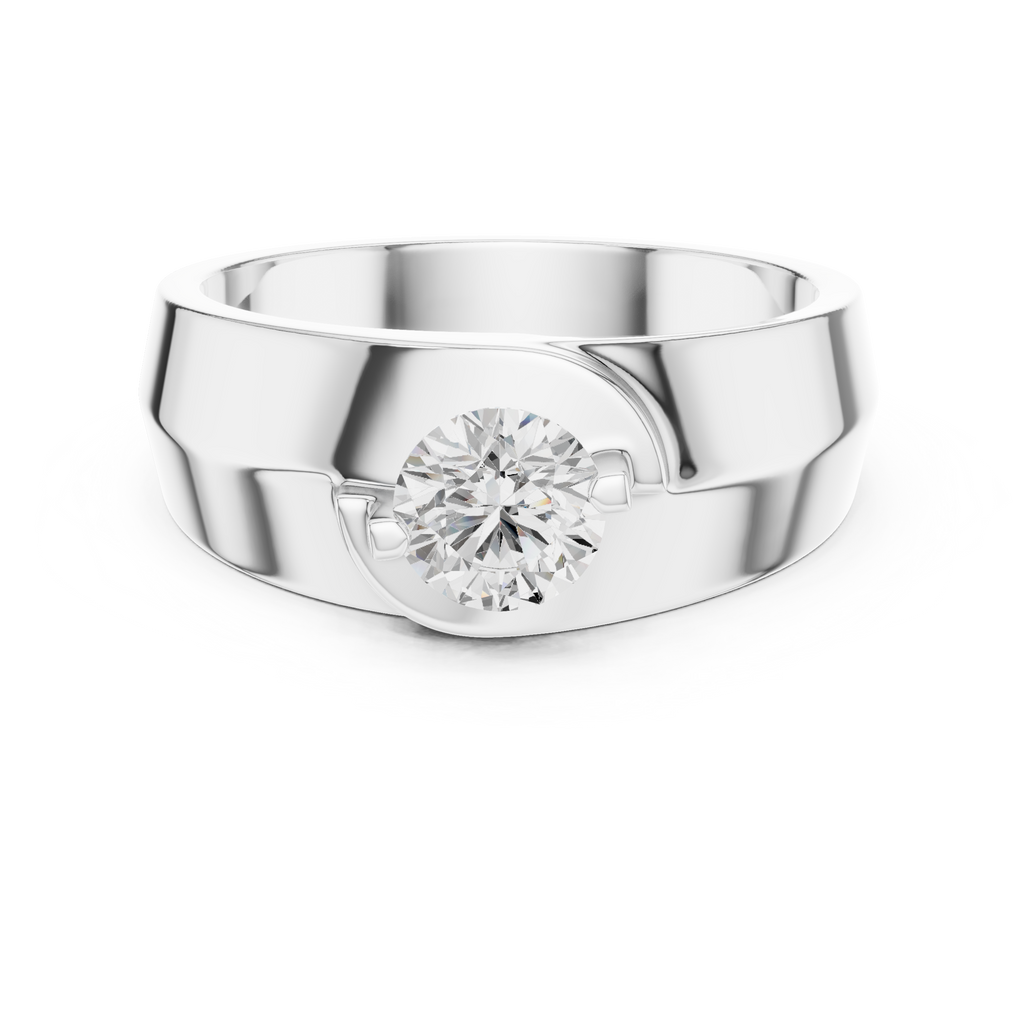 0.75 CT Round Diamond Two-Tone Split Shank Men's Ring