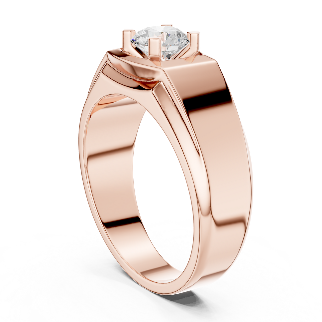 0.75 CT Round Diamond Two-Tone Textured Men's Ring