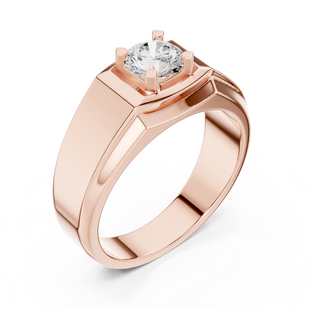 0.75 CT Round Diamond Two-Tone Textured Men's Ring