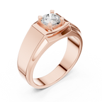 0.75 CT Round Diamond Two-Tone Textured Men's Ring