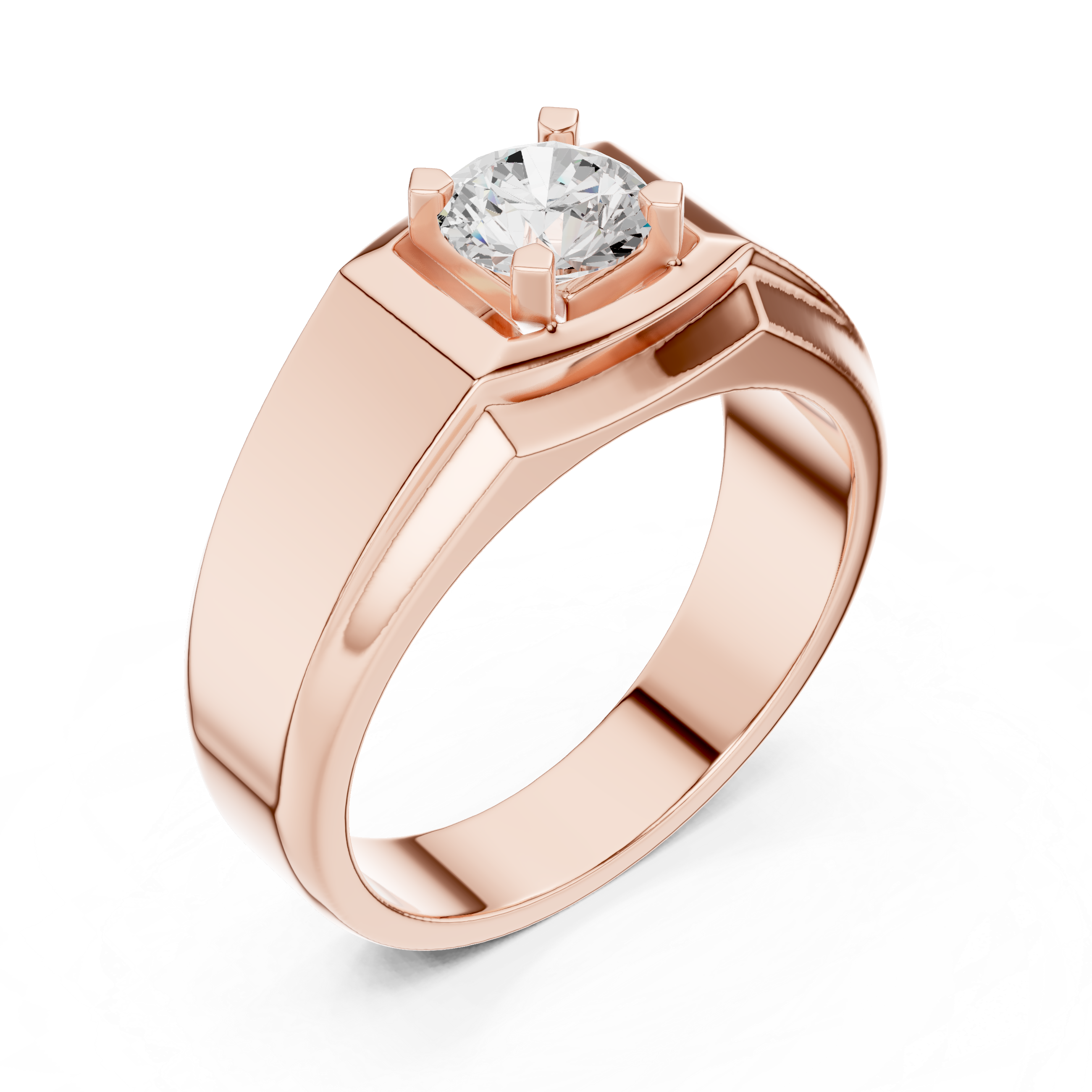 0.75 CT Round Diamond Two-Tone Textured Men's Ring