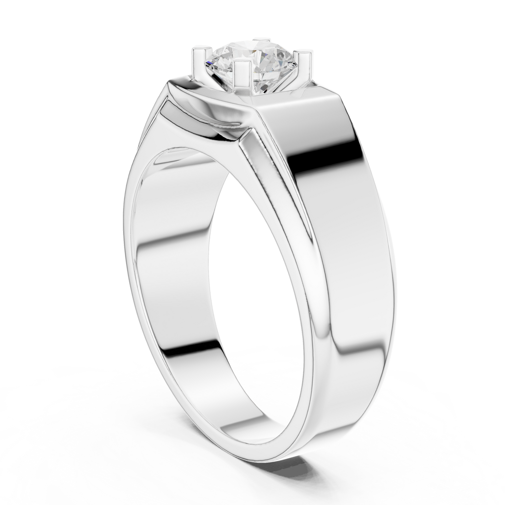 0.75 CT Round Diamond Two-Tone Textured Men's Ring