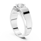 0.75 CT Round Diamond Two-Tone Textured Men's Ring