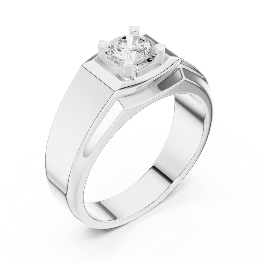 0.75 CT Round Diamond Two-Tone Textured Men's Ring