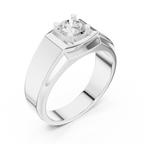 0.75 CT Round Diamond Two-Tone Textured Men's Ring