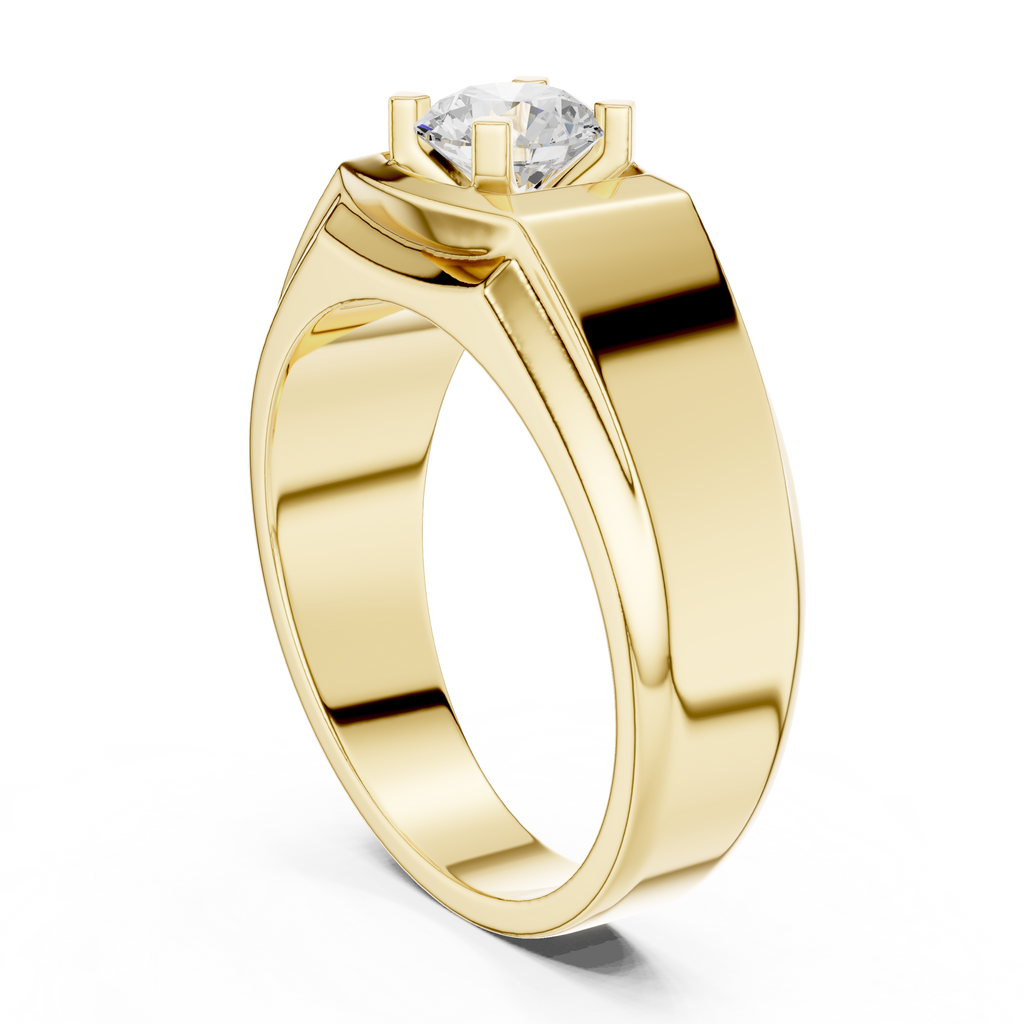 0.75 CT Round Diamond Two-Tone Textured Men's Ring