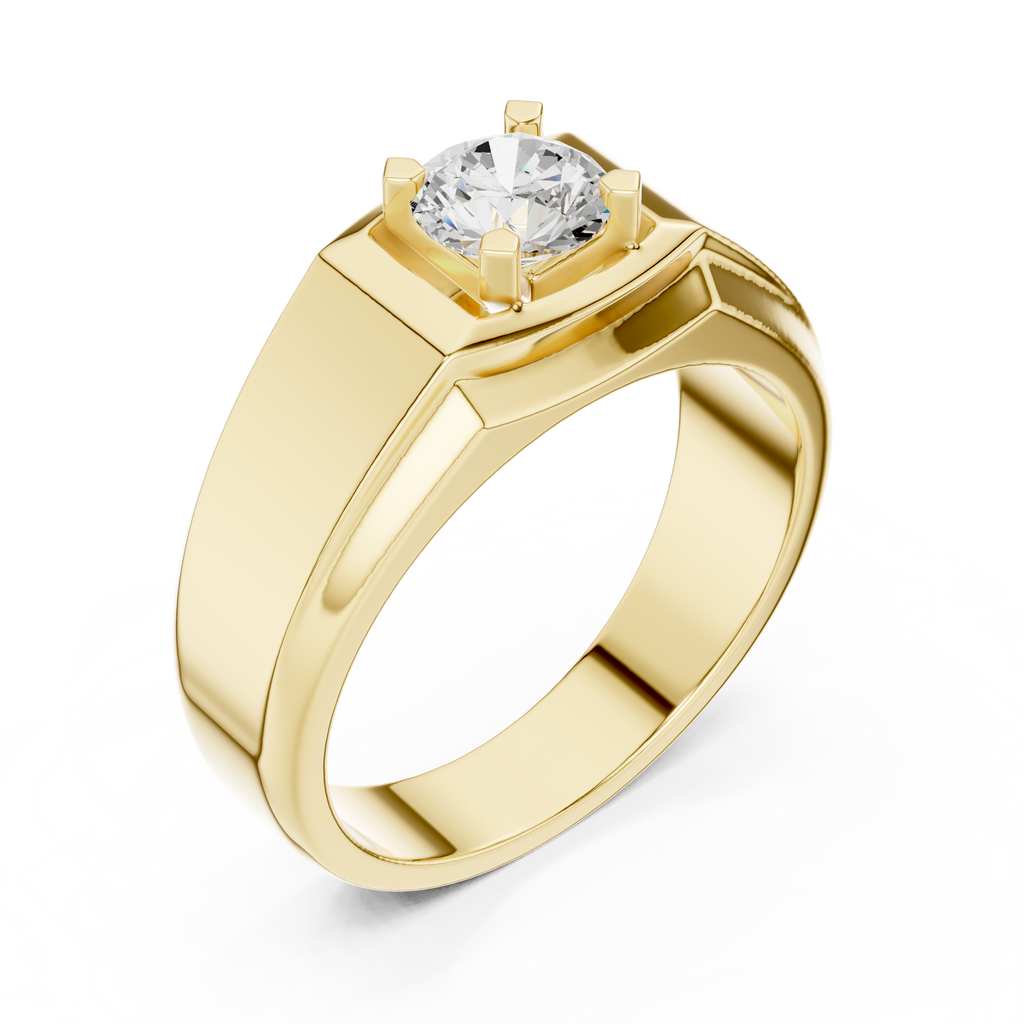 0.75 CT Round Diamond Two-Tone Textured Men's Ring