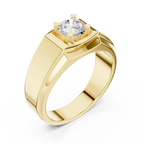 0.75 CT Round Diamond Two-Tone Textured Men's Ring