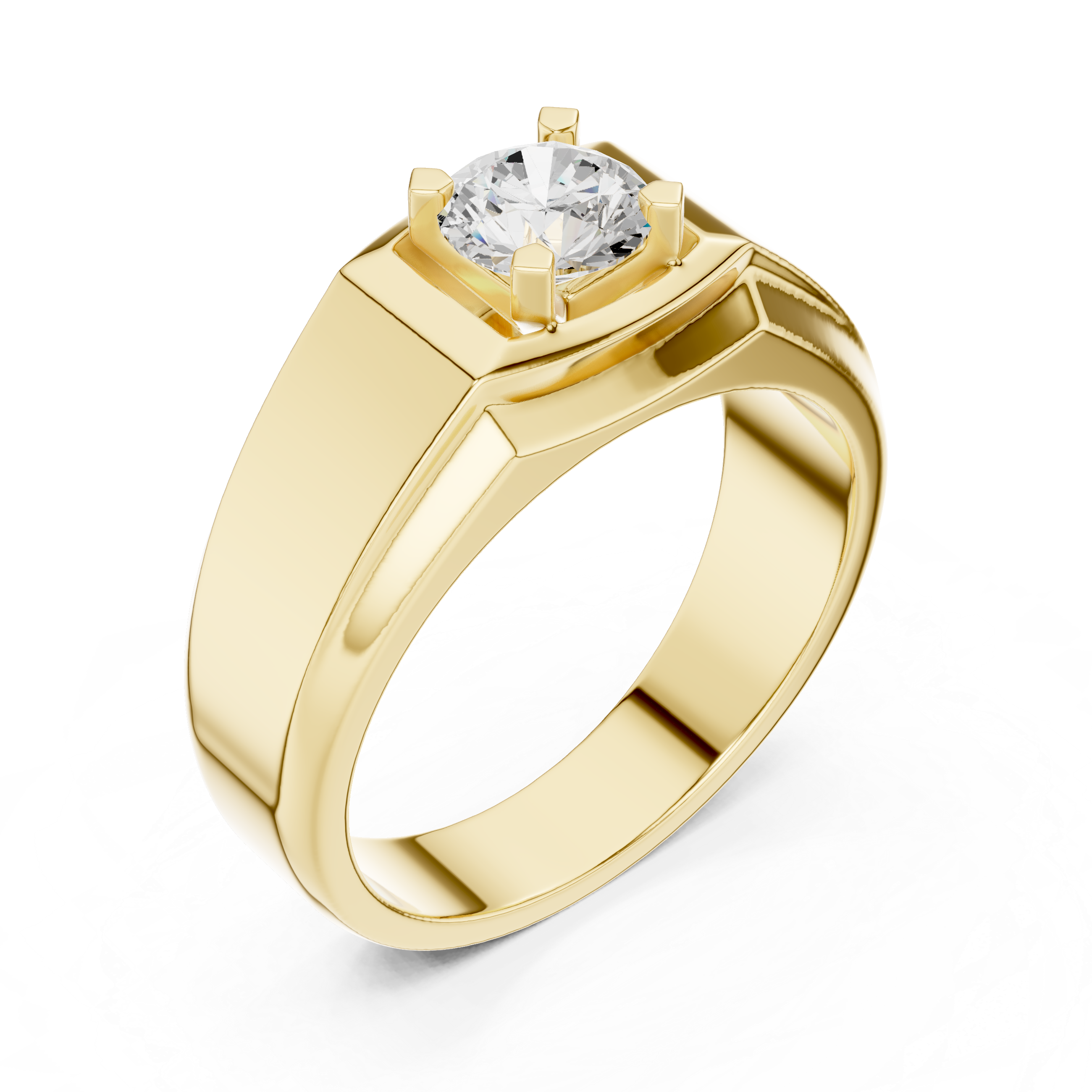0.75 CT Round Diamond Two-Tone Textured Men's Ring