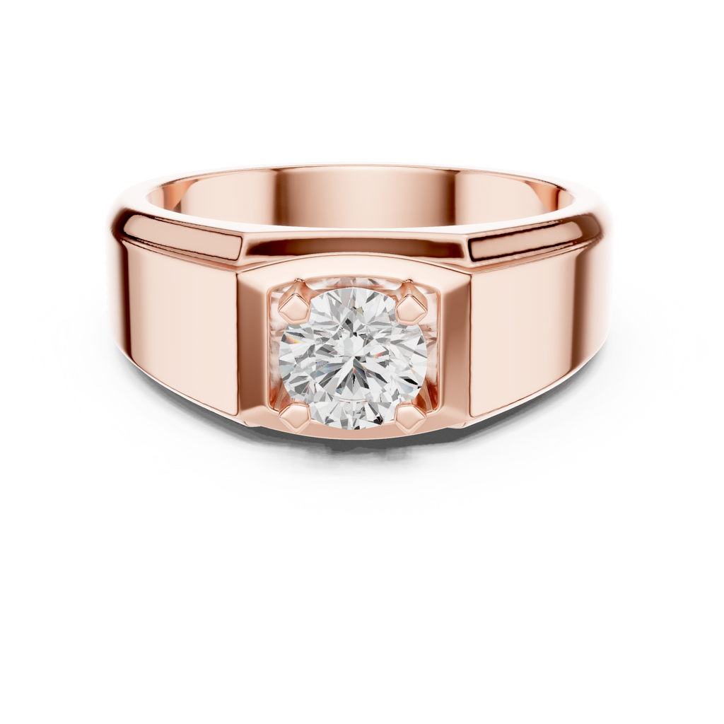 0.75 CT Round Diamond Two-Tone Textured Men's Ring