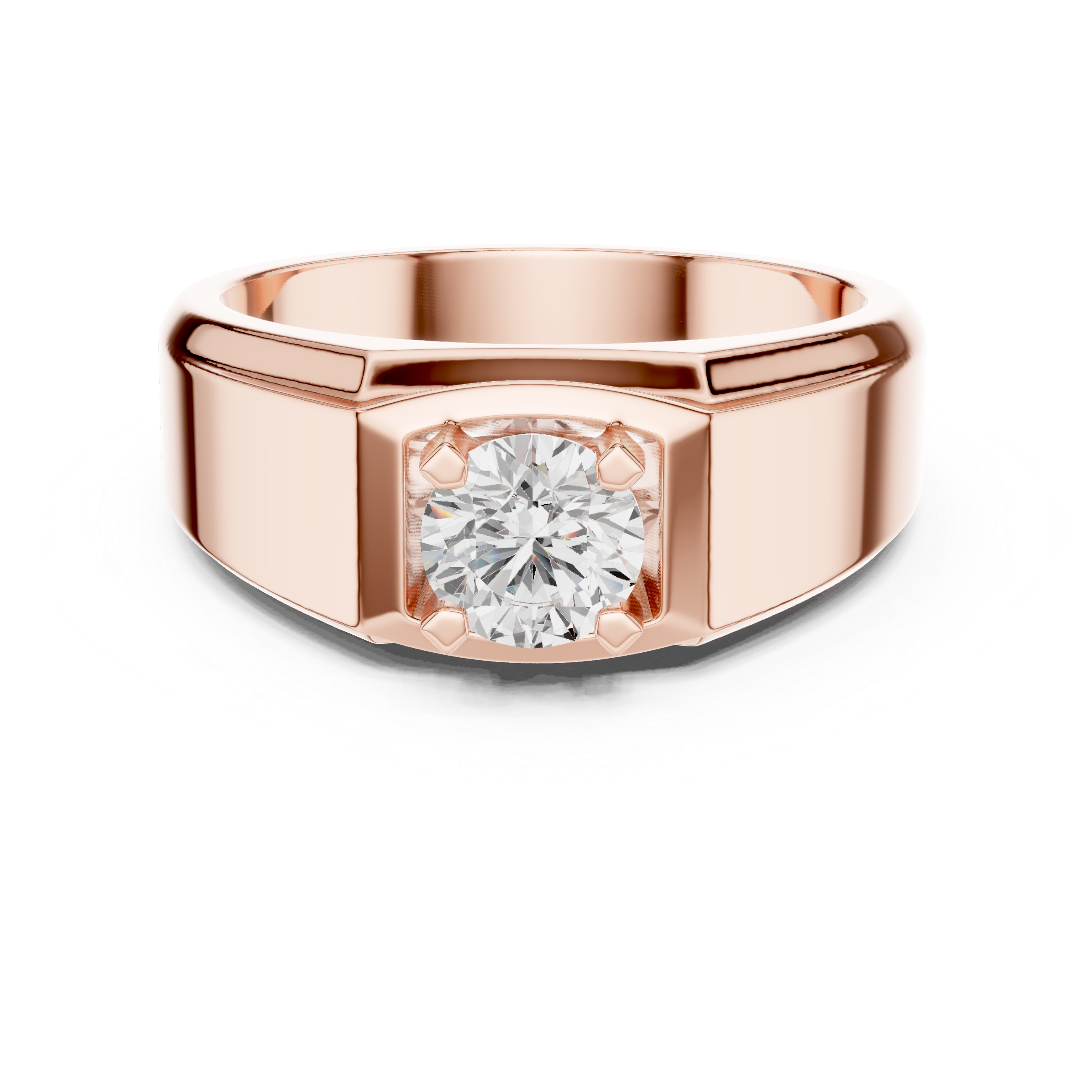 0.75 CT Round Diamond Two-Tone Textured Men's Ring