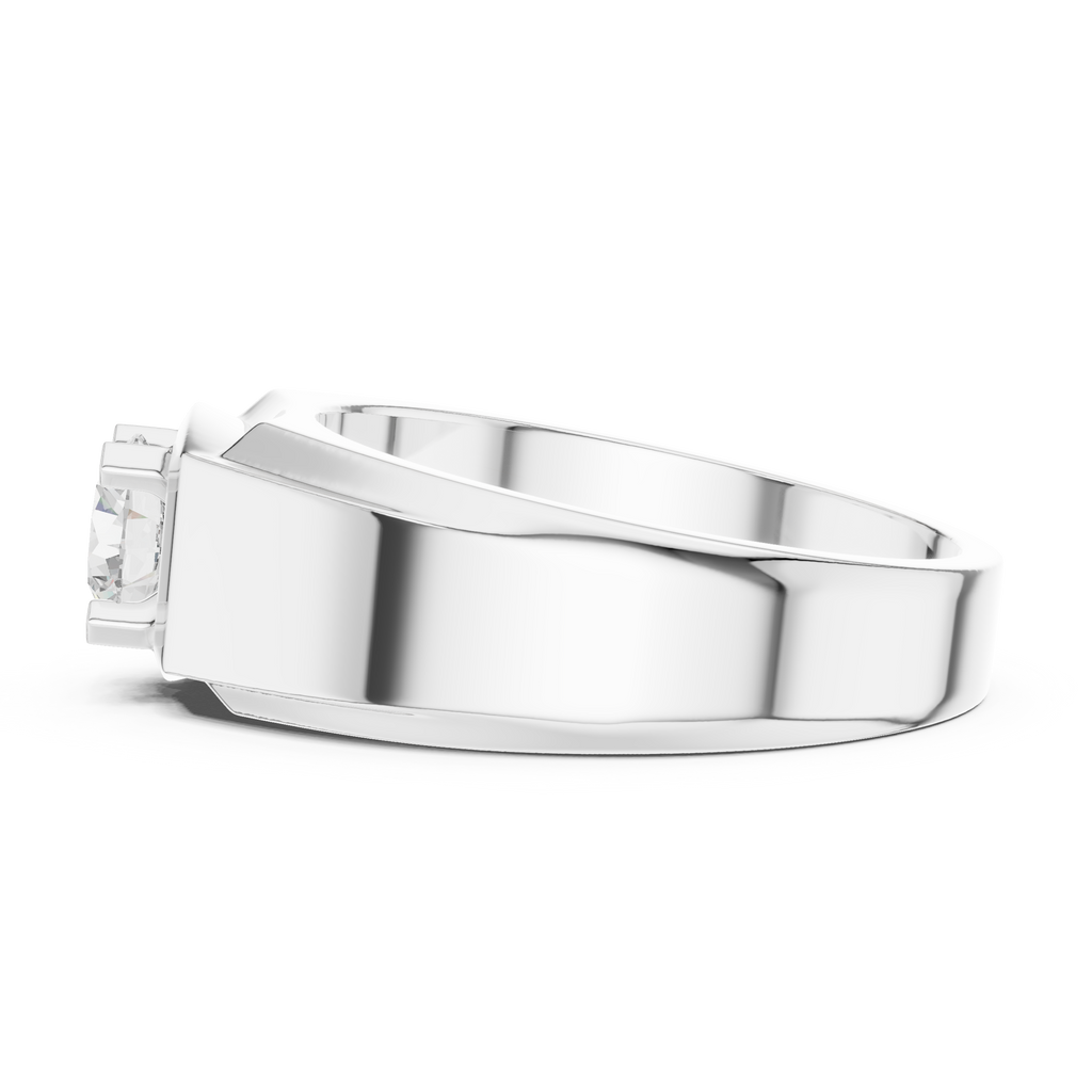 0.75 CT Round Diamond Two-Tone Textured Men's Ring