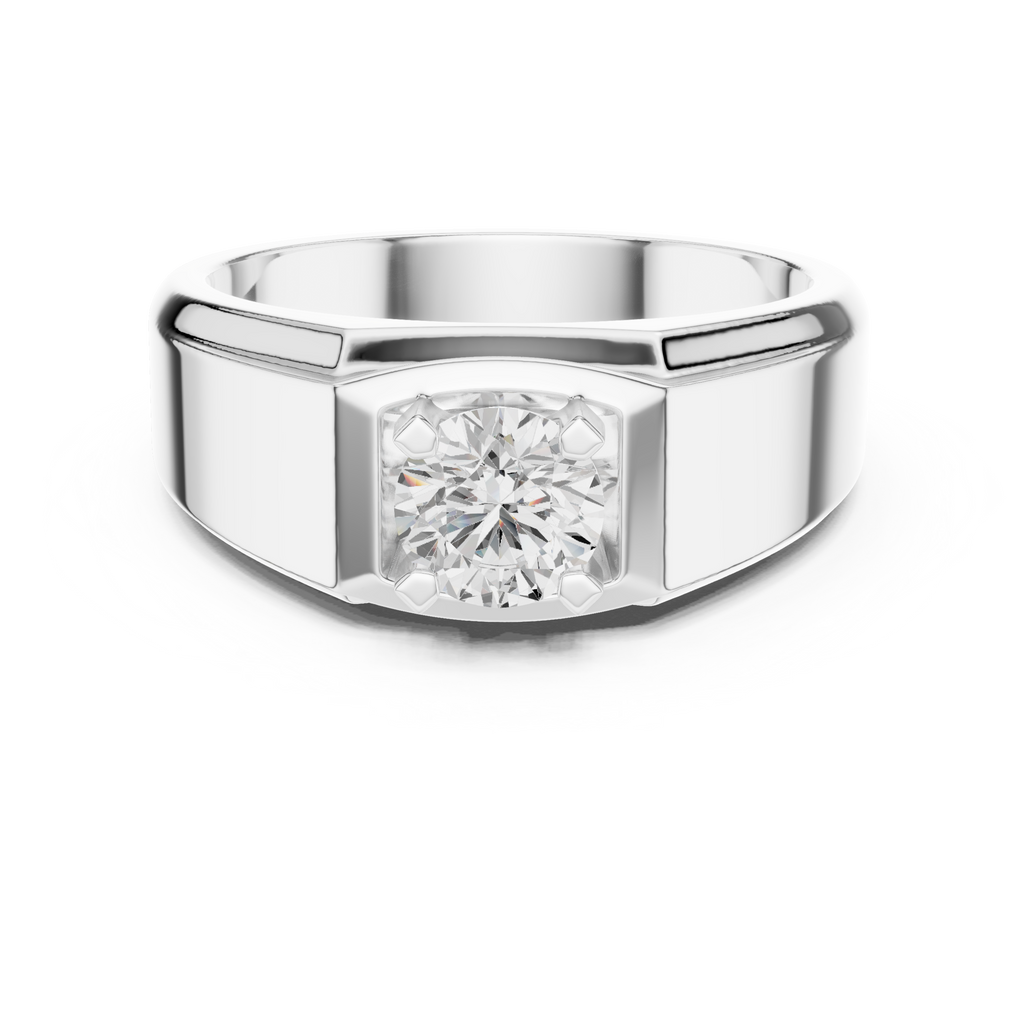 0.75 CT Round Diamond Two-Tone Textured Men's Ring