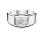 0.75 CT Round Diamond Two-Tone Textured Men's Ring