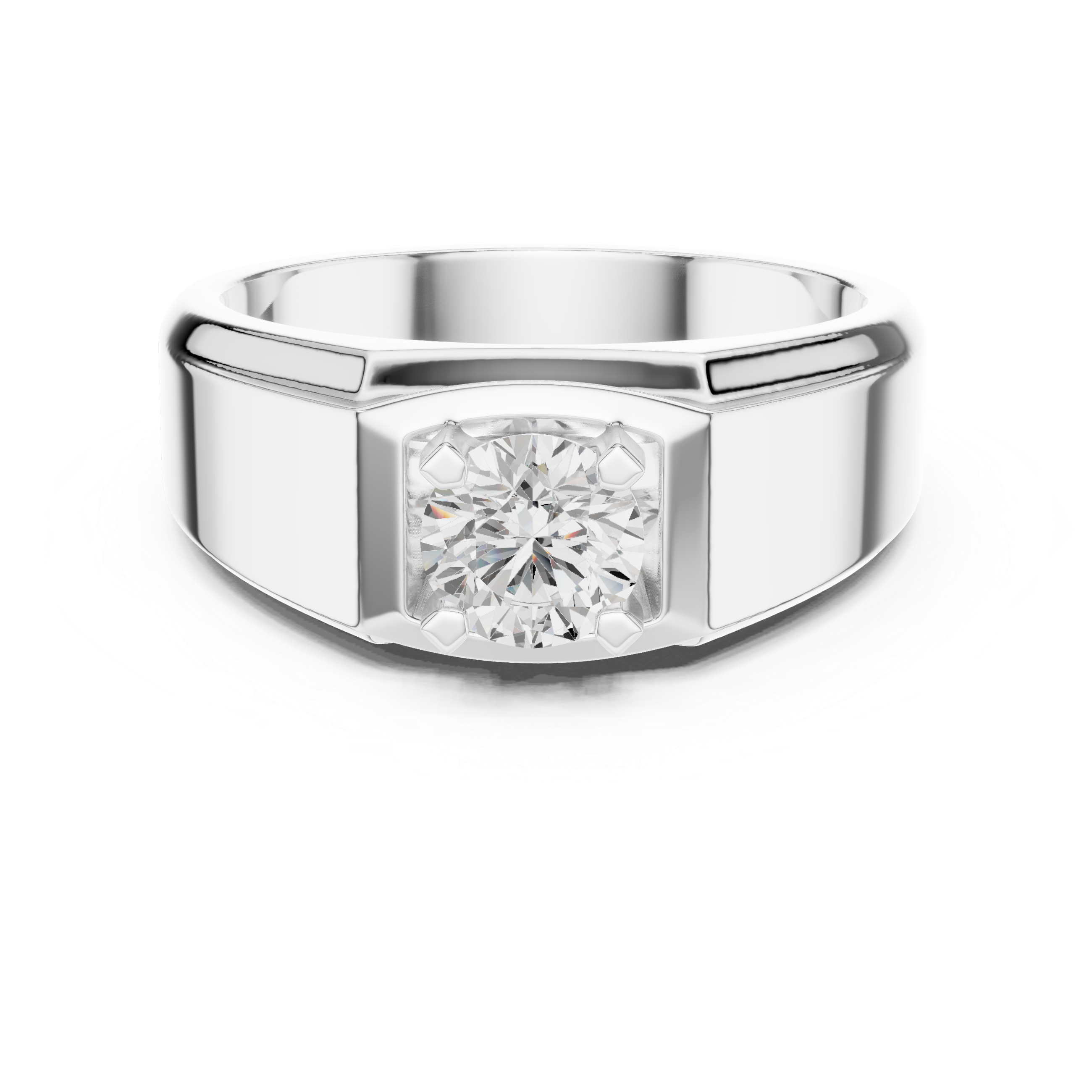 0.75 CT Round Diamond Two-Tone Textured Men's Ring