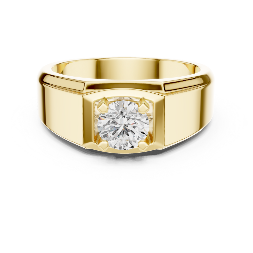 0.75 CT Round Diamond Two-Tone Textured Men's Ring