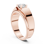 0.75 CT Round Diamond Two-Tone Textured Solitaire Men's Ring