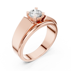 0.75 CT Round Diamond Two-Tone Textured Solitaire Men's Ring