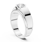 0.75 CT Round Diamond Two-Tone Textured Solitaire Men's Ring