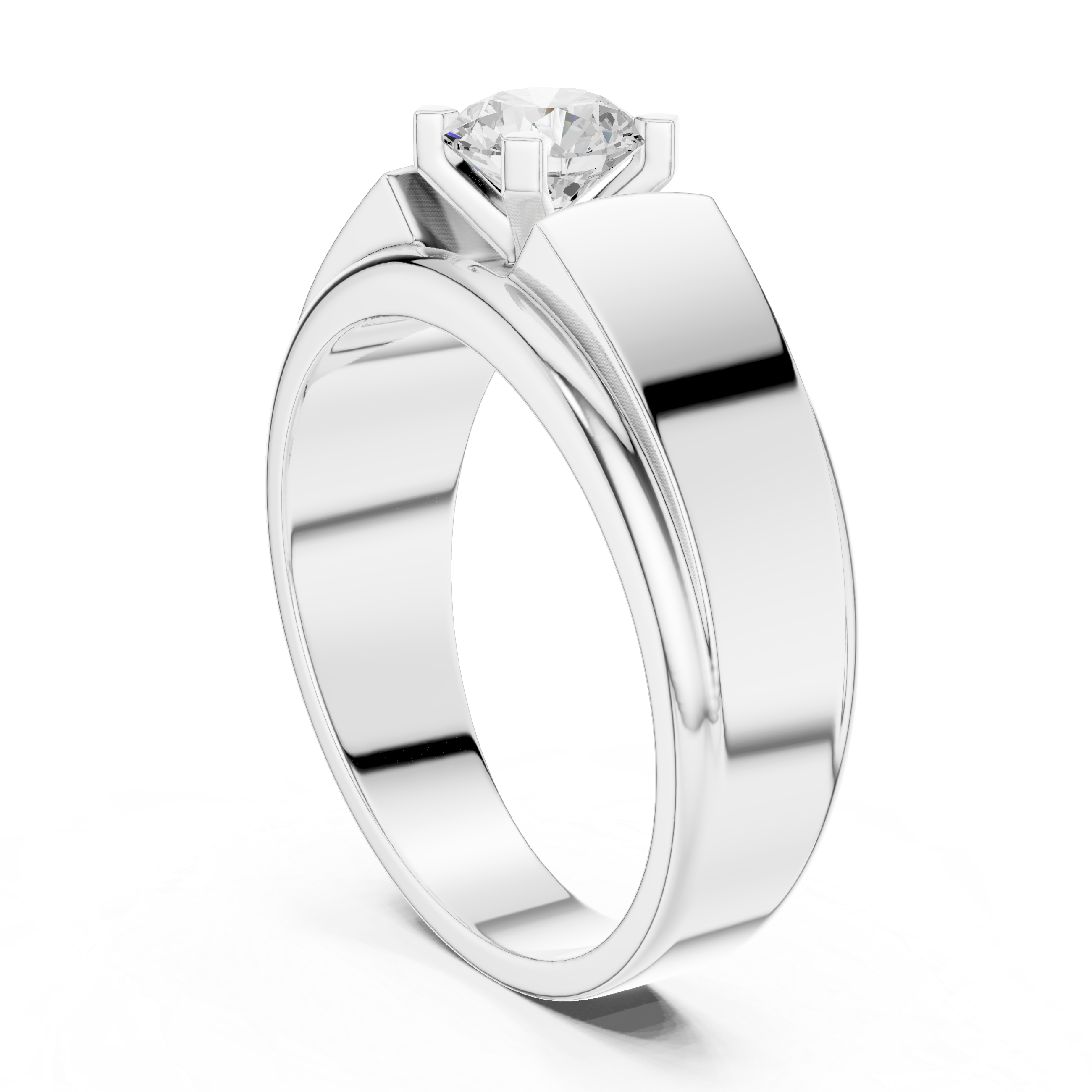 0.75 CT Round Diamond Two-Tone Textured Solitaire Men's Ring
