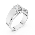0.75 CT Round Diamond Two-Tone Textured Solitaire Men's Ring