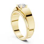 0.75 CT Round Diamond Two-Tone Textured Solitaire Men's Ring
