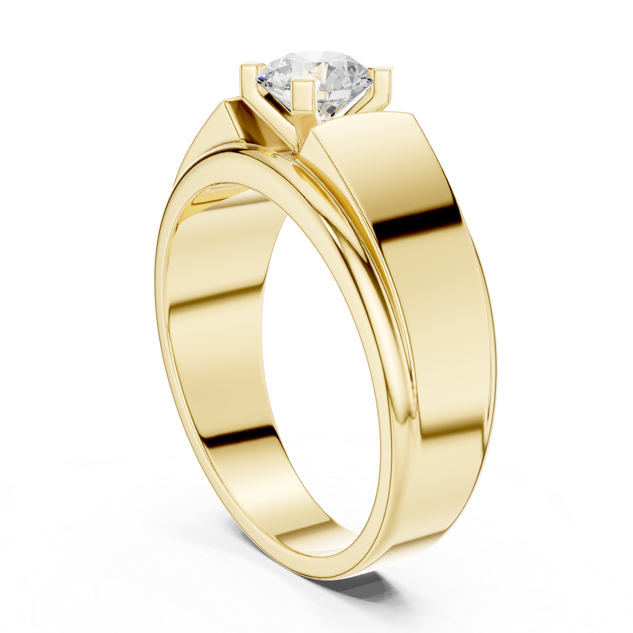 0.75 CT Round Diamond Two-Tone Textured Solitaire Men's Ring